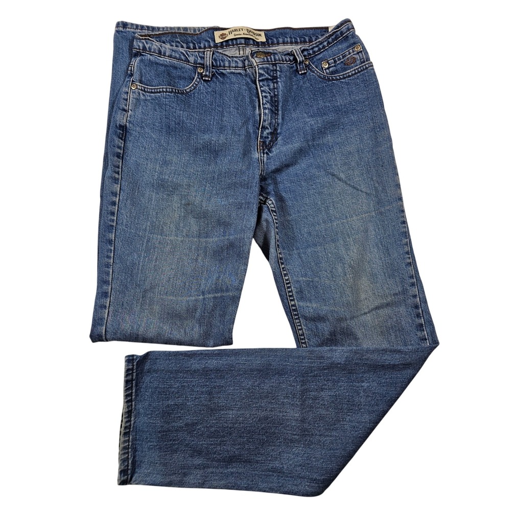 Harley-Davidson Womens Straight Leg Blue Denim Jeans 12L 99014-05VW Medium Wash